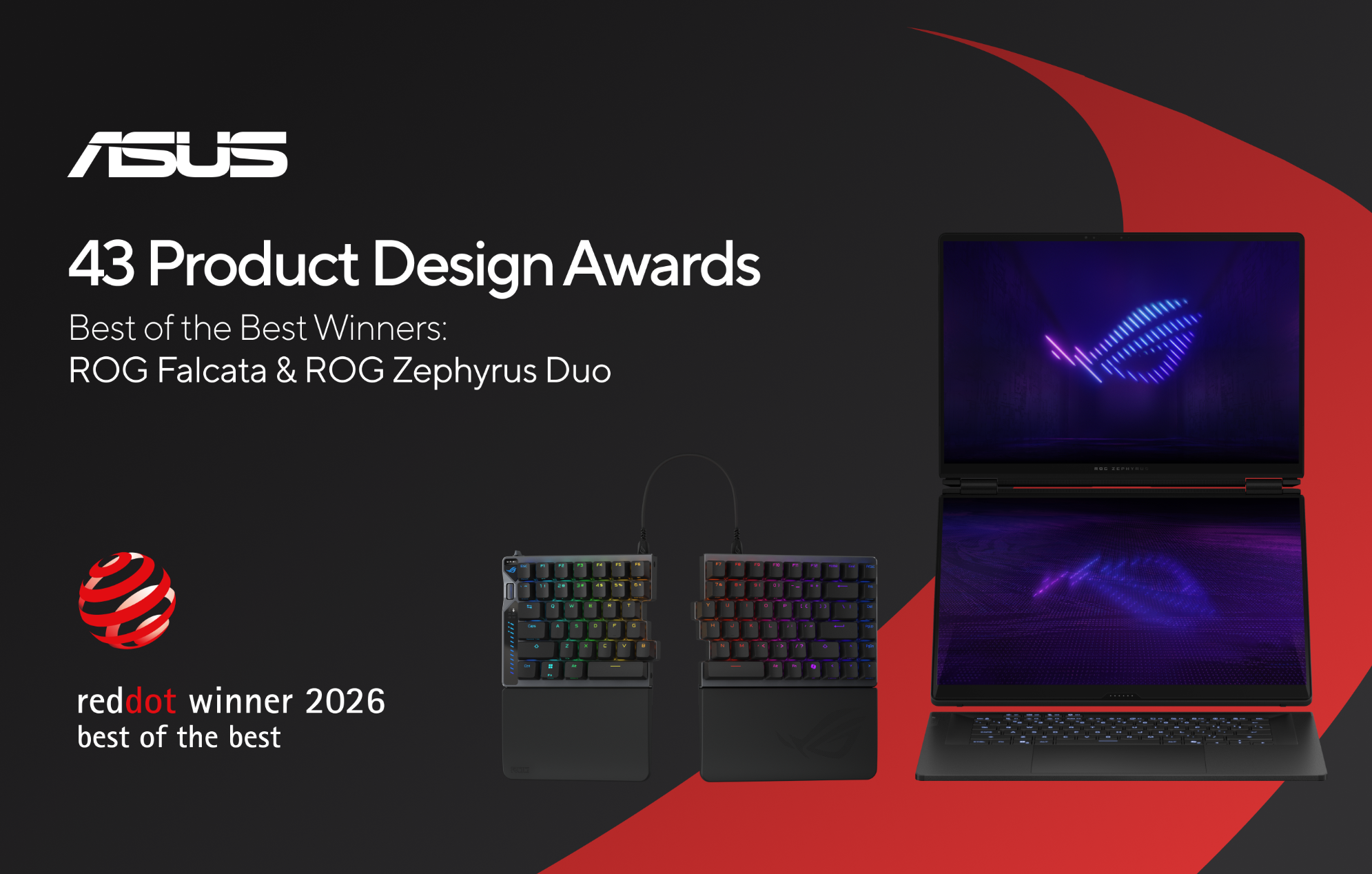 ASUS en Republic of Gamers winnen 43 Red Dot Product Design Awards 2026
