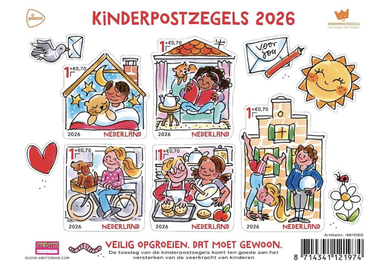 Kinderpostzegels ontworpen door BLOND Amsterdam