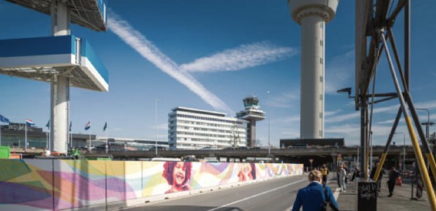Straat en Wink realiseren muurschildering van honderden meters op Schiphol
